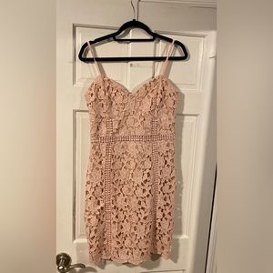 Lulus Giovanni Blush Lace Sleeveless Sheath Dress